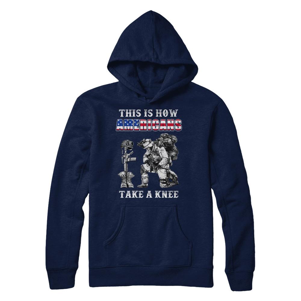 Veteran This Is How Americans Take A Kneel-T-Shirt & Hoodie-Pullover Hoodie-Navy