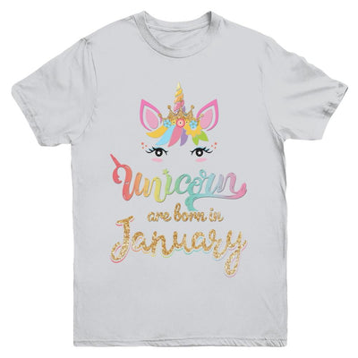 Cute Unicorns Are Born In January Birthday Gift Youth-Youth Shirt-Youth T-Shirt-Sport Grey