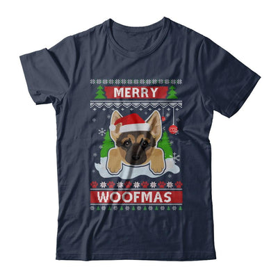German Shepherd Merry Woofmas Ugly Christmas Sweater-T-Shirt & Sweatshirt-Classic T-Shirt-Navy
