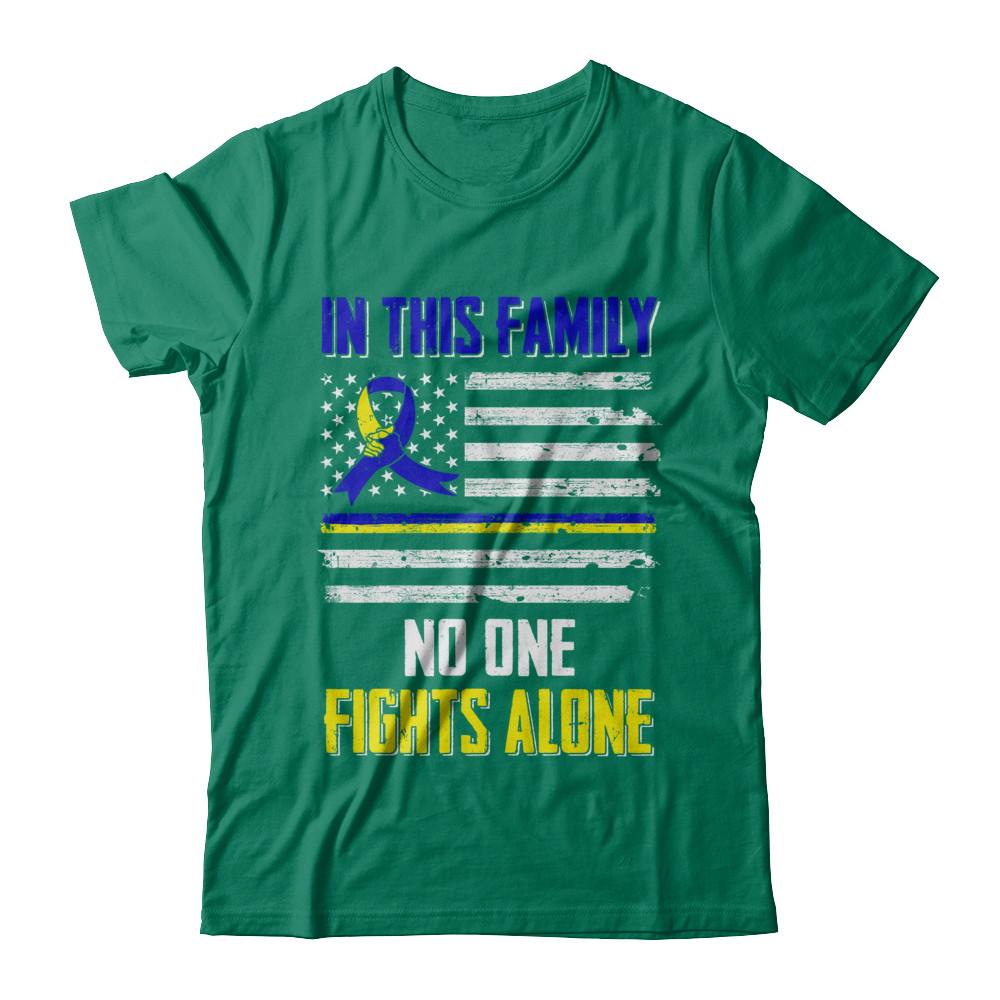 In This Family No One Fights Alone Down Syndrome-T-Shirt & Hoodie-Classic T-Shirt-Kelly Green