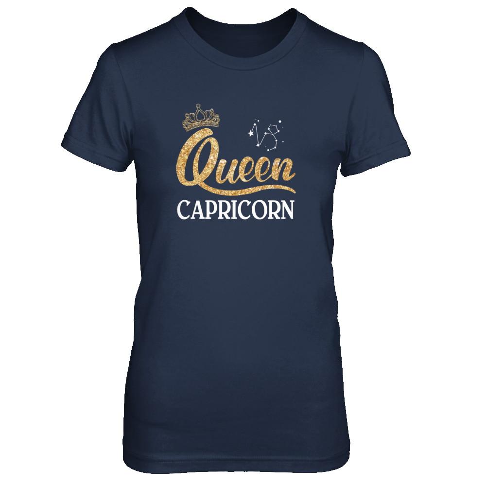 Queen Capricorn Zodiac December January Birthday Gift-T-Shirt & Tank Top-Women's T-Shirt-Navy