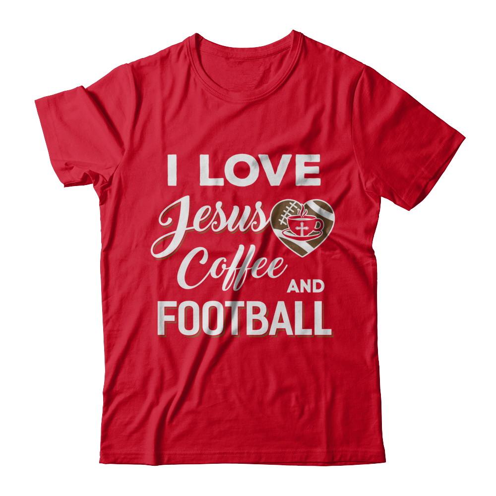 I Love Jesus Coffee & Football-T-Shirt & Sweatshirt-Premium T-Shirt-Red