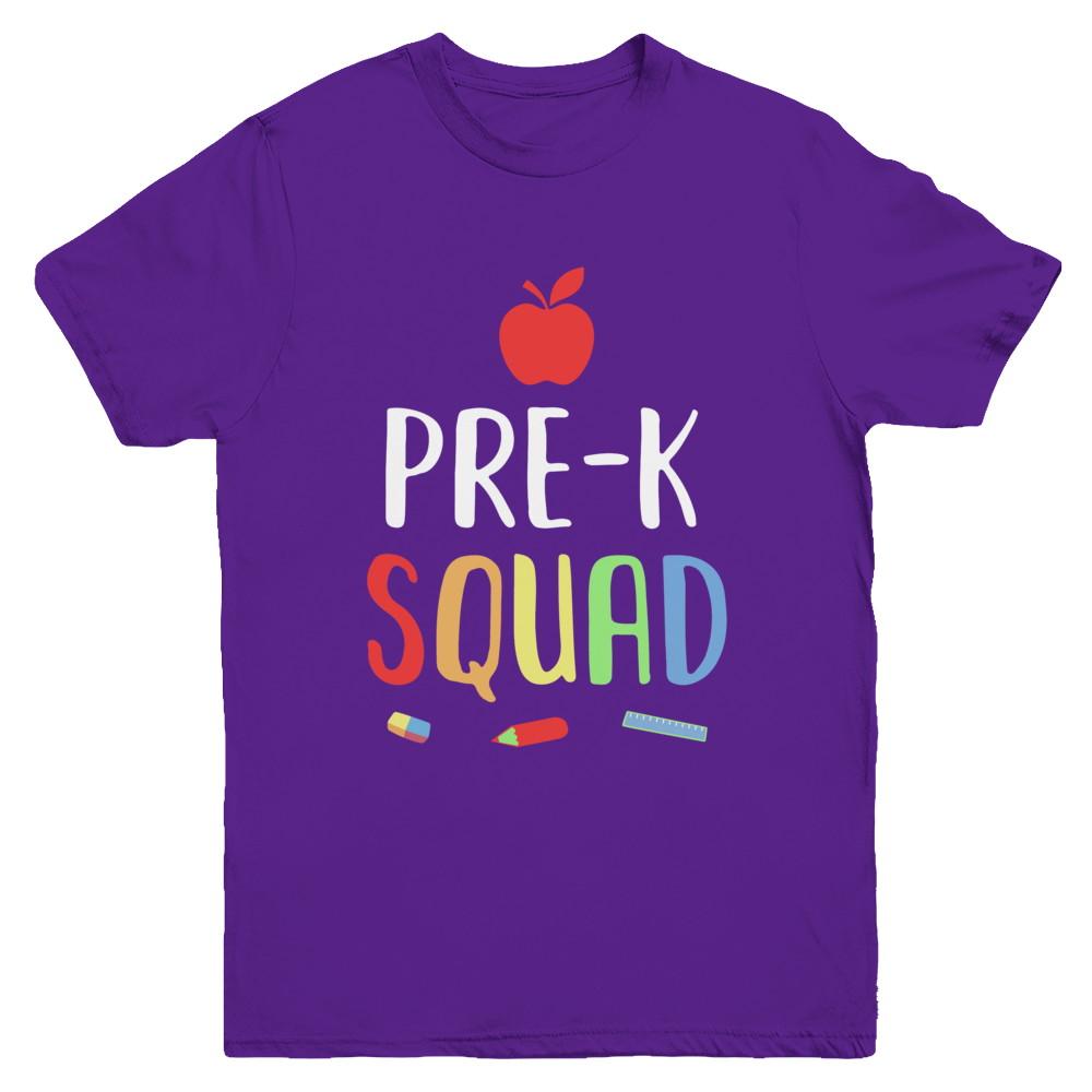 Pre-K Preschool Squad Back To School Teacher Gift Youth-Youth Shirt-Youth T-Shirt-Purple
