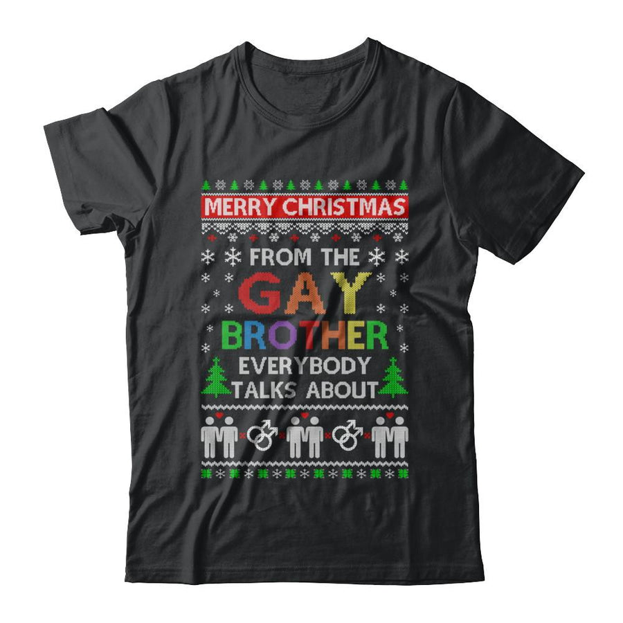 LGBT Merry Christmas From Gay Brother Ugly Christmas Sweater-T-Shirt & Sweatshirt-Classic T-Shirt-Black