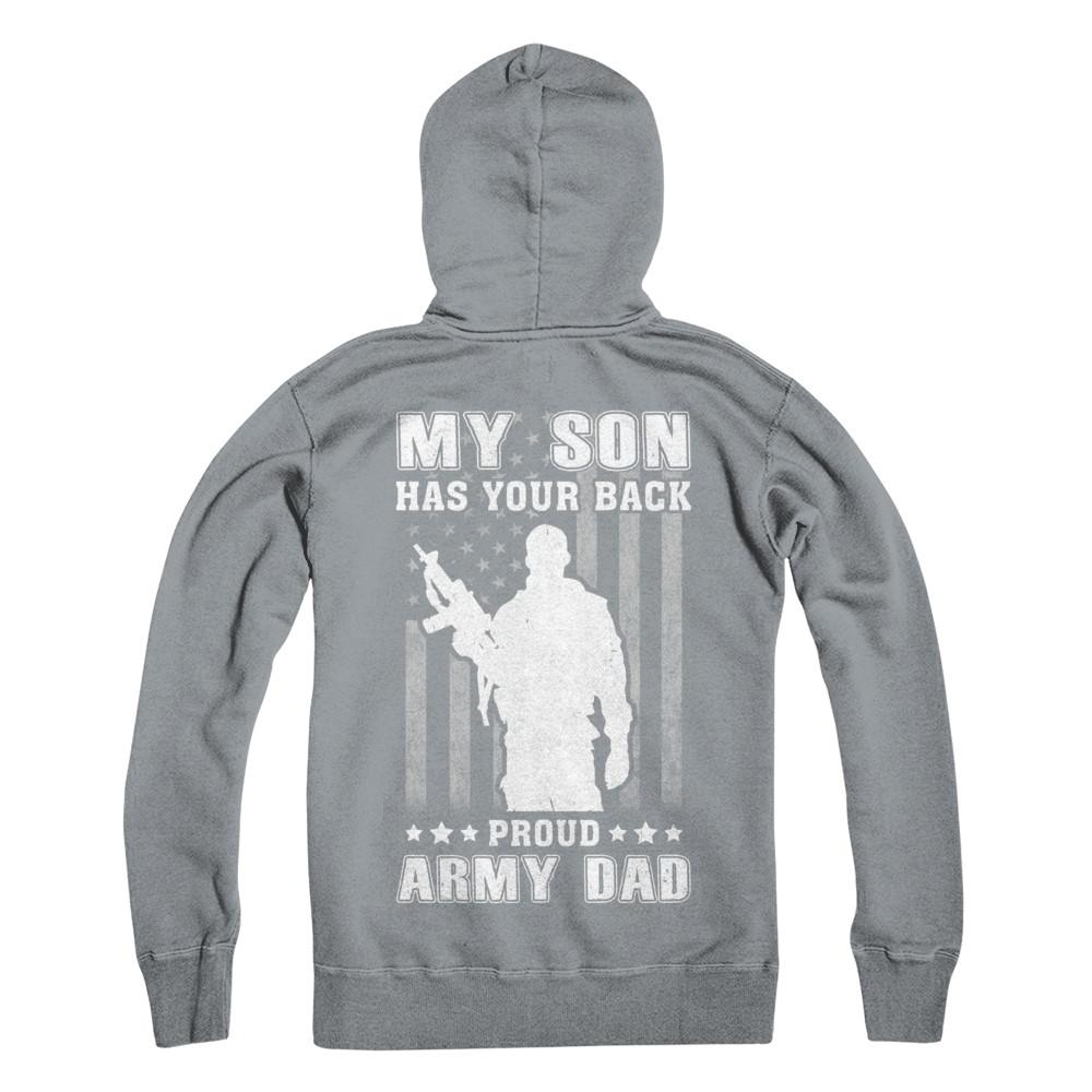 American Flag MY SON HAS YOUR BACK PROUD ARMY DAD-T-Shirt & Hoodie-Hanes - Heavyweight Pullover Hoodie-Light Steel