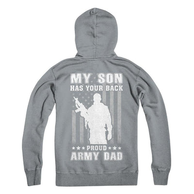 American Flag MY SON HAS YOUR BACK PROUD ARMY DAD-T-Shirt & Hoodie-Hanes - Heavyweight Pullover Hoodie-Light Steel