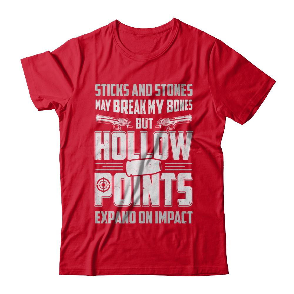 Gun Sticks And Stones Hollow Points-T-Shirt & Hoodie-Premium T-Shirt-Red