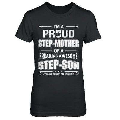 I'm A Proud Step-Mom Of Awesome Step-Son Mothers Day-T-Shirt & Hoodie-Women's T-Shirt-Black