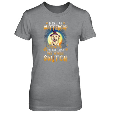 Buckle Up Buttercup Halloween Witch Labrador Costume-T-Shirt & Tank Top-Women's T-Shirt-Sport Grey