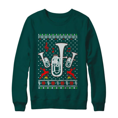 Santa Euphonium Ugly Christmas Sweater Gifts-T-Shirt & Sweatshirt-Crewneck Sweatshirt-Deep Forest