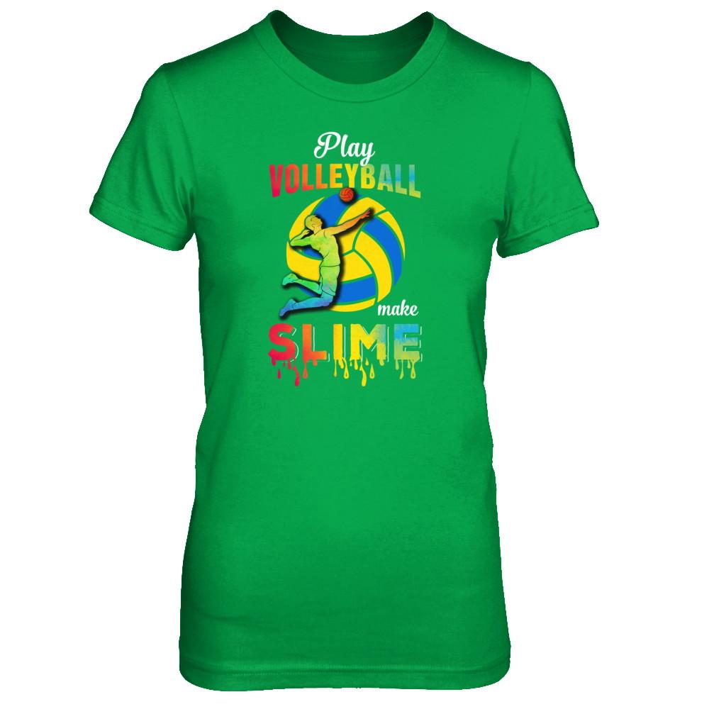 Play Volleyball Make Slime Watercolor For Girl Women-T-Shirt & Tank Top-Women's T-Shirt-Irish Green