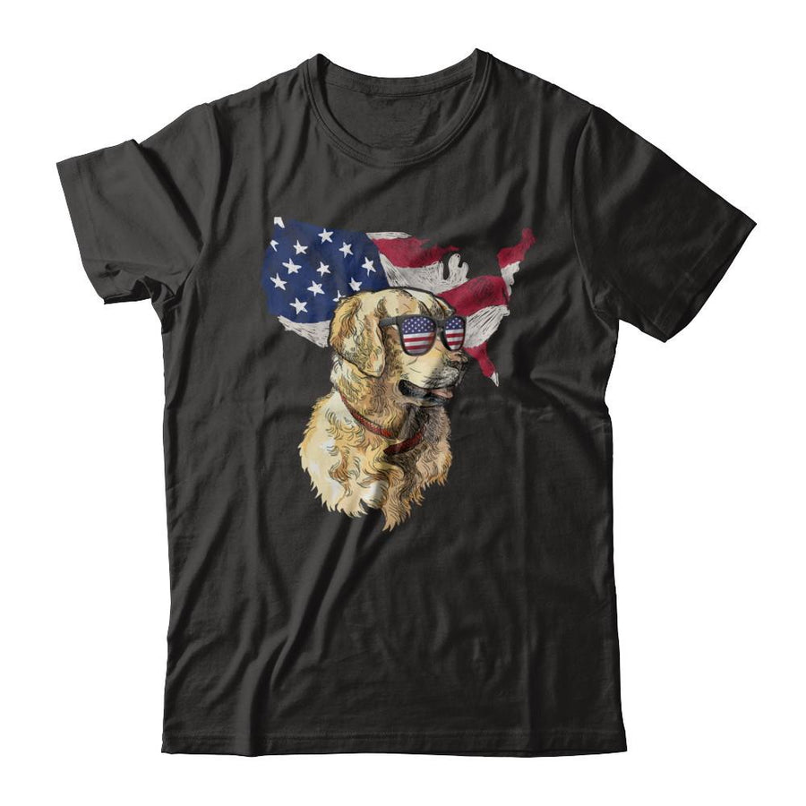 Funny Patriot Golden Retriever Dog 4Th Of July American Flag-T-Shirt & Hoodie-Classic T-Shirt-Black