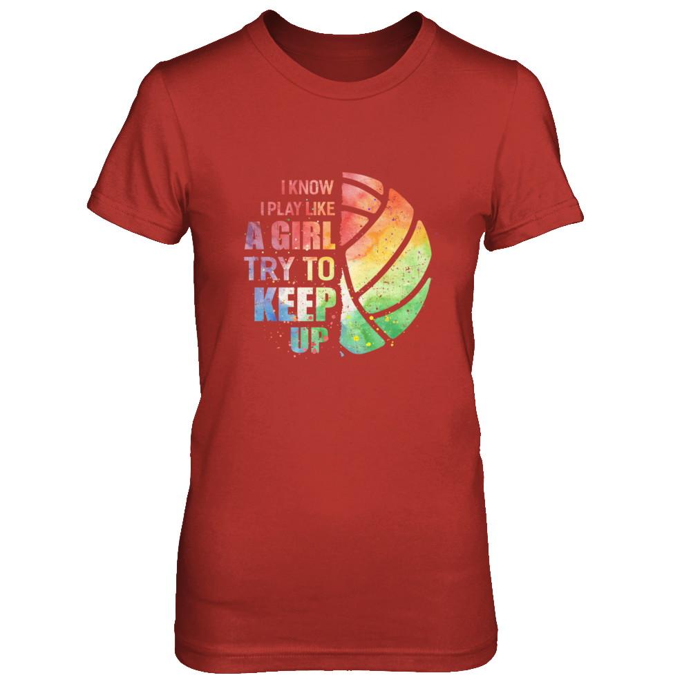 Yeah I Play Like A Girl Volleyball Girl-T-Shirt & Hoodie-Women's T-Shirt-Red