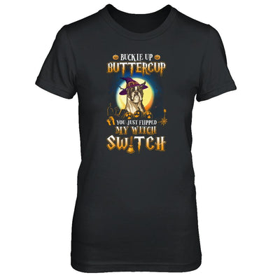 Buckle Up Buttercup Halloween Witch Boxer Costume-T-Shirt & Tank Top-Women's T-Shirt-Black