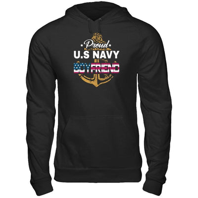 Proud US Navy Boyfriend-T-Shirt & Hoodie-Pullover Hoodie-Black