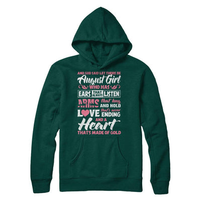 And God Said Let There Be August Girl Ears Arms Love Heart-T-Shirt & Hoodie-