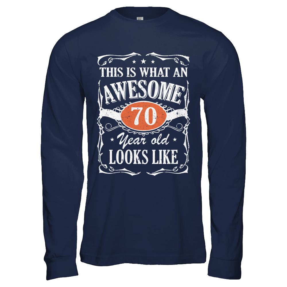 Vintage This Is What An Awesome 70 Year Old 1951 Birthday-T-Shirt & Hoodie-Long Sleeve T-Shirt-Navy