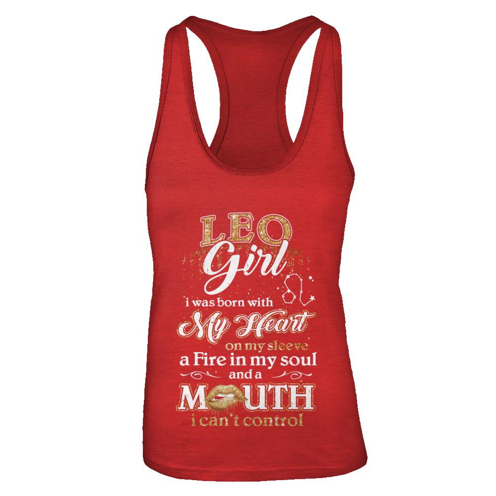 I'm A Leo Girl Lipstick July August Funny Zodiac Birthday-T-Shirt & Tank Top-Women's Ideal Racerback Tank-Red