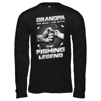 Grandpa The Man The Myth The Fishing Legend-T-Shirt & Hoodie-Long Sleeve T-Shirt-Black