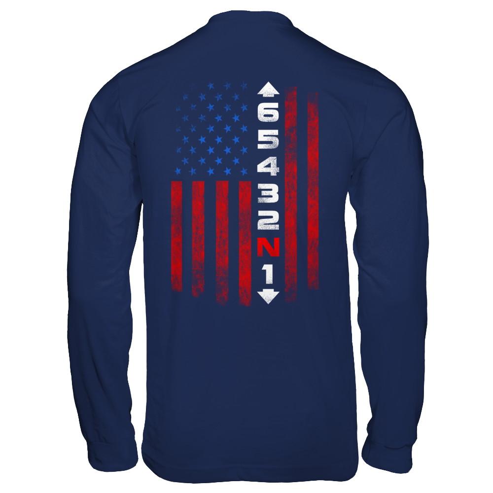 Motorcycle Gears Fun Motorbike American Us Flag-T-Shirt & Hoodie-Long Sleeve T-Shirt-Navy