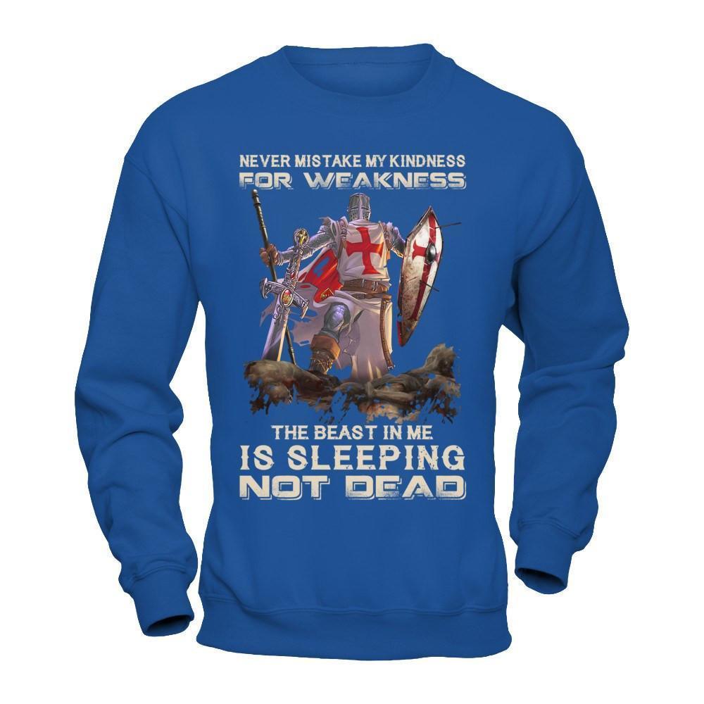 Knight Templar My Kindness For Weakness The Beast In Me Is Sleeping Not Dead-T-Shirt & Hoodie-Crewneck Sweatshirt-Royal