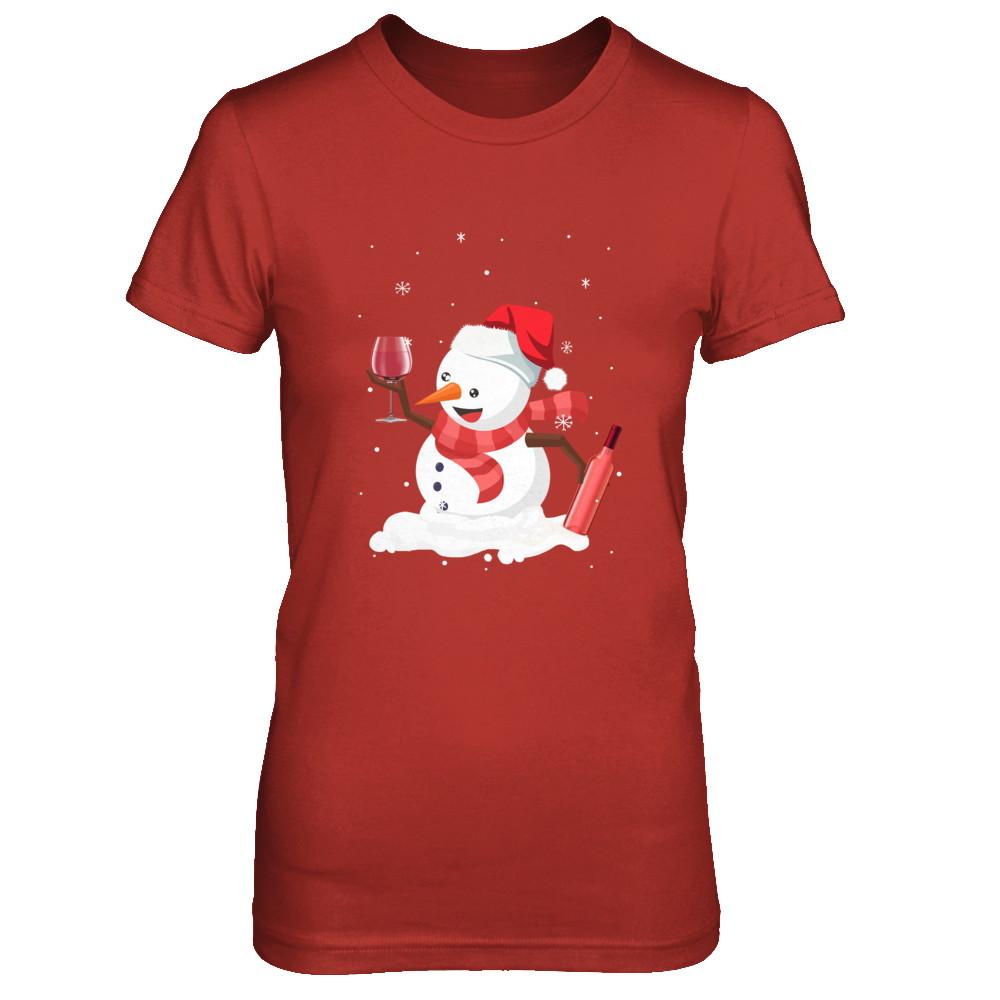 Snowman Wine Drinking Wine Lovers Christmas Gift-T-Shirt & Sweatshirt-Women's T-Shirt-Red