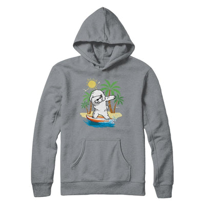 Summer Vacation Dabbing Poodle Surfing Surfboard Gift-T-Shirt & Hoodie-Pullover Hoodie-Light Steel