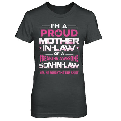 Proud Mother-In-Law Freaking Awesome Son-In-Law-T-Shirt & Hoodie-Women's T-Shirt-Dark Heather