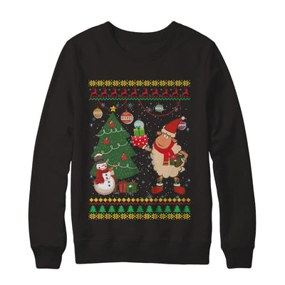 Funny Sheep Lamb Christmas Cute Family Ugly Sweater-T-Shirt & Sweatshirt-Crewneck Sweatshirt-Black