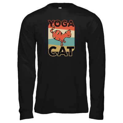 Classic Vintage Retro Yoga Cat Funny-T-Shirt & Tank Top-Long Sleeve T-Shirt-Black