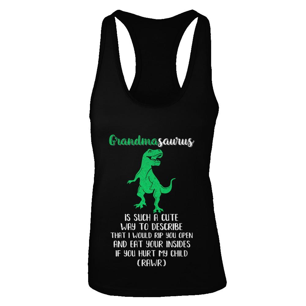 Grandmasaurus Saurus Is Such A Cute Way To Describe Grandma Gift-T-Shirt & Tank Top-Women's Ideal Racerback Tank-Black