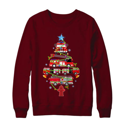 Firefighter Truck Christmas Tree Ornament Decor Gift-T-Shirt & Sweatshirt-Crewneck Sweatshirt-Maroon