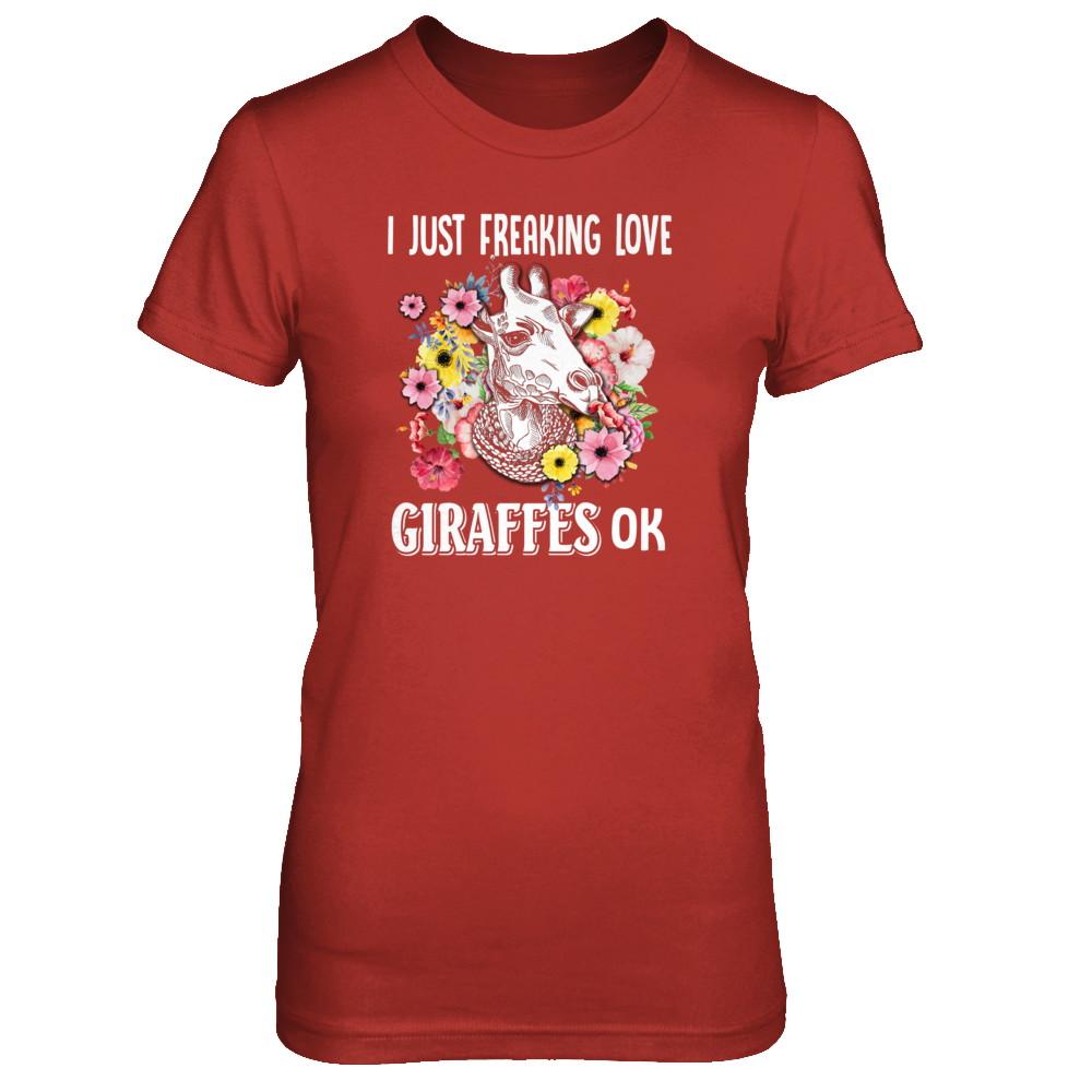 I Just Freaking Love Giraffes-T-Shirt & Tank Top-Women's T-Shirt-Red