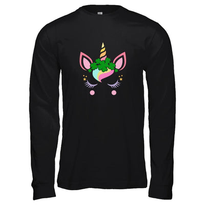 St Patrick's Day Leprechaun Unicorn Face-T-Shirt & Tank Top-Long Sleeve T-Shirt-Black