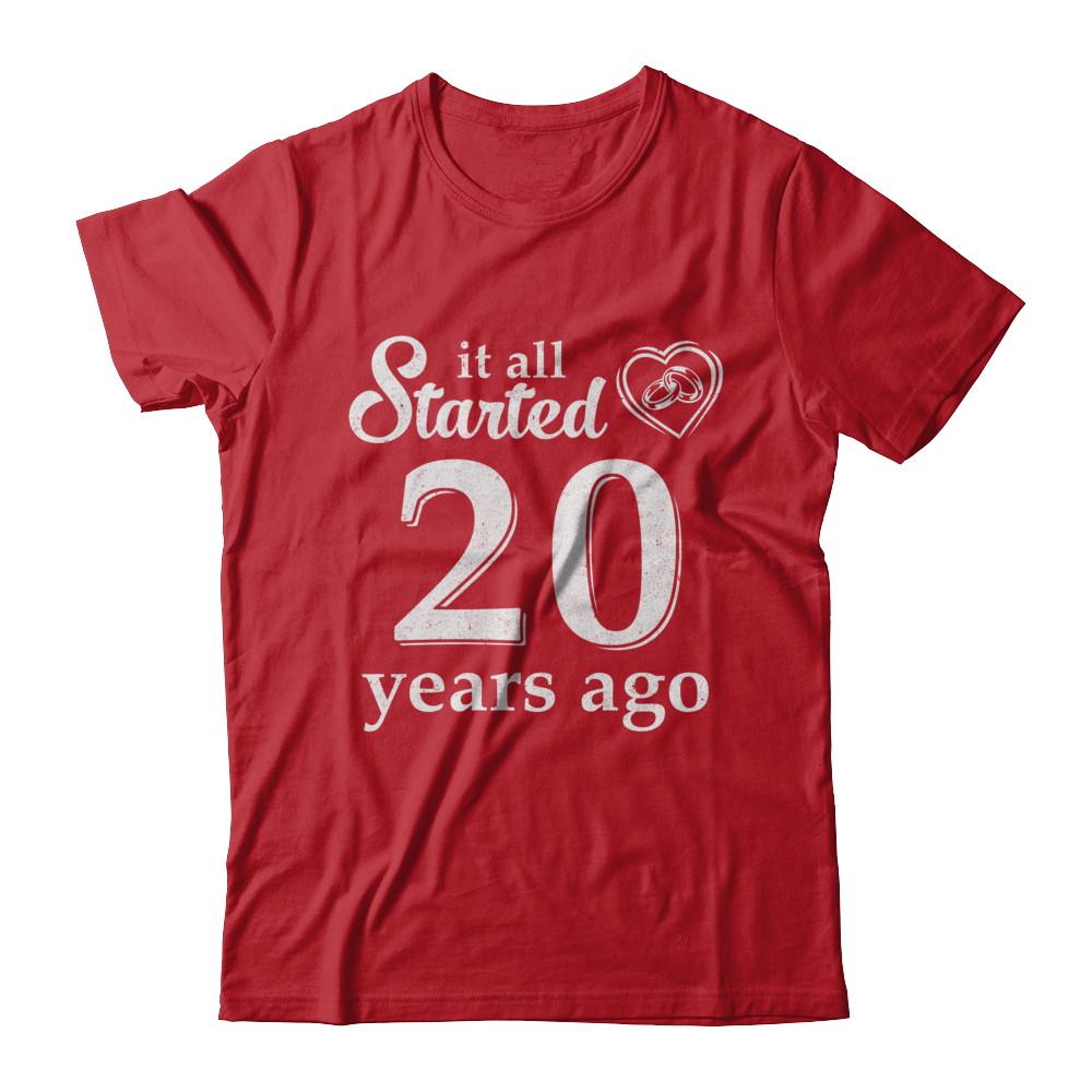 20Th Wedding Anniversary Married Couples 2001 Husband Wife-T-Shirt & Hoodie-Classic T-Shirt-Red