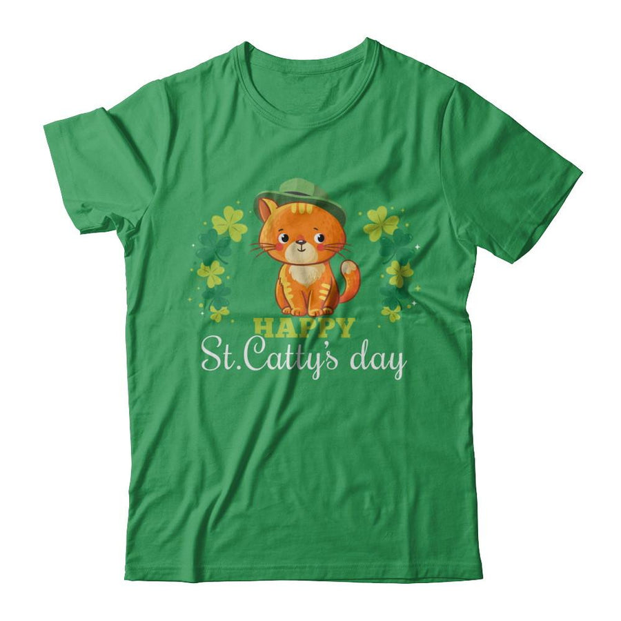 Happy St Catty's St. Patrick's Day Lucky Cat Gift-T-Shirt & Hoodie-Premium T-Shirt-Kelly Green