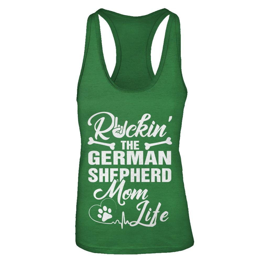 Rockin The German Shepherd Mom Life-T-Shirt & Tank Top-Women's Ideal Racerback Tank-Kelly Green