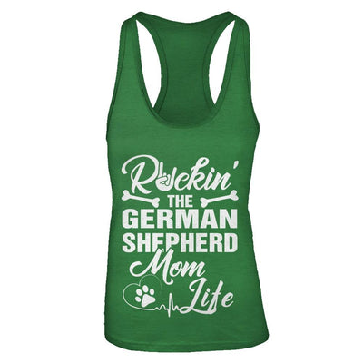 Rockin The German Shepherd Mom Life-T-Shirt & Tank Top-Women's Ideal Racerback Tank-Kelly Green