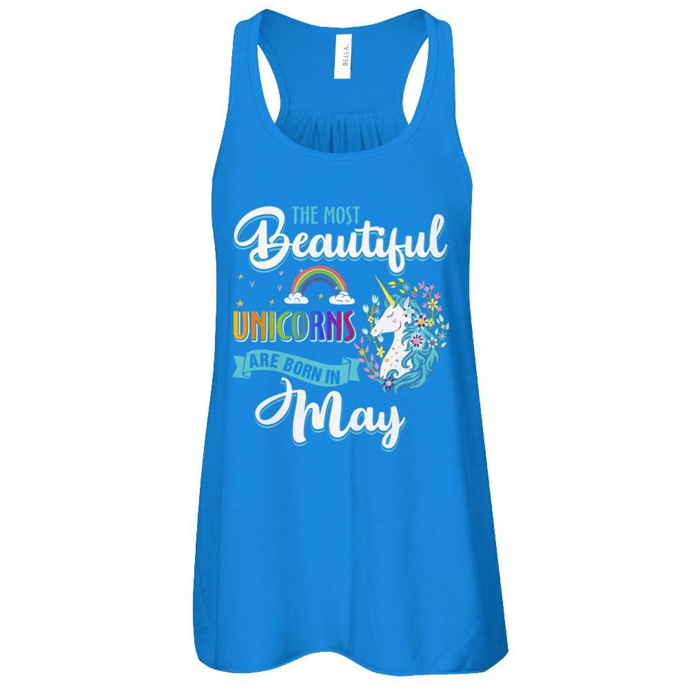The Most Beautiful Unicorns Are Born In May Birthday-T-Shirt & Tank Top-Women's Flowy Racerback Tank-True Royal