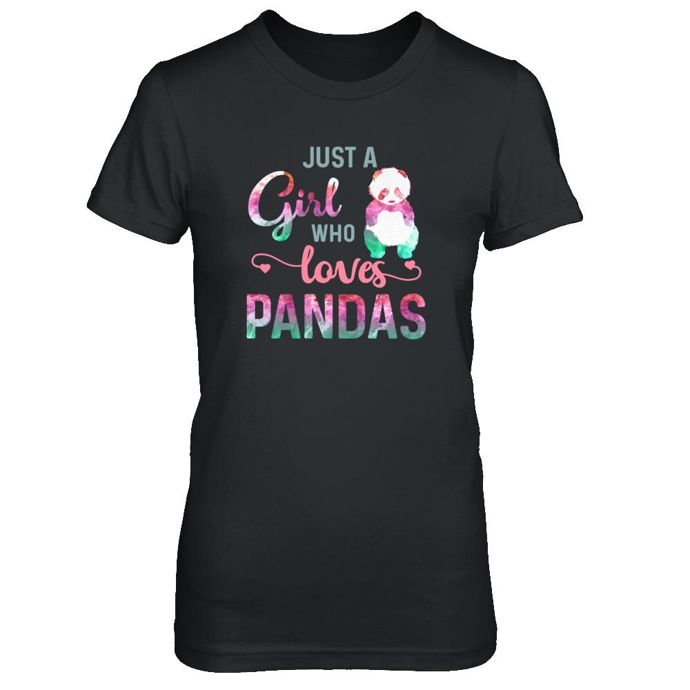 Just A Girl Who Loves Pandas Panda Lover-T-Shirt & Tank Top-Women's T-Shirt-Black