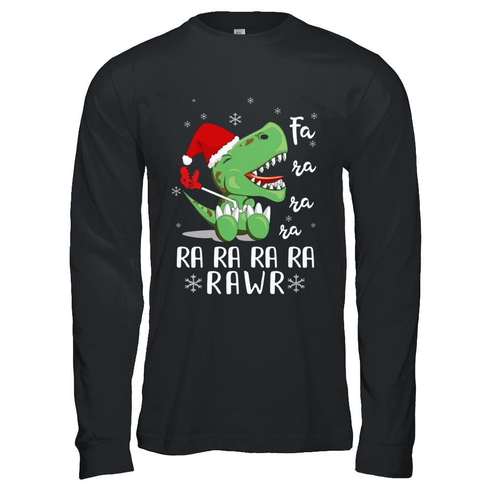 Funny Fa La La Fa Ra Rawr T-Rex Dinosaur Christmas-T-Shirt & Hoodie-Long Sleeve T-Shirt-Black