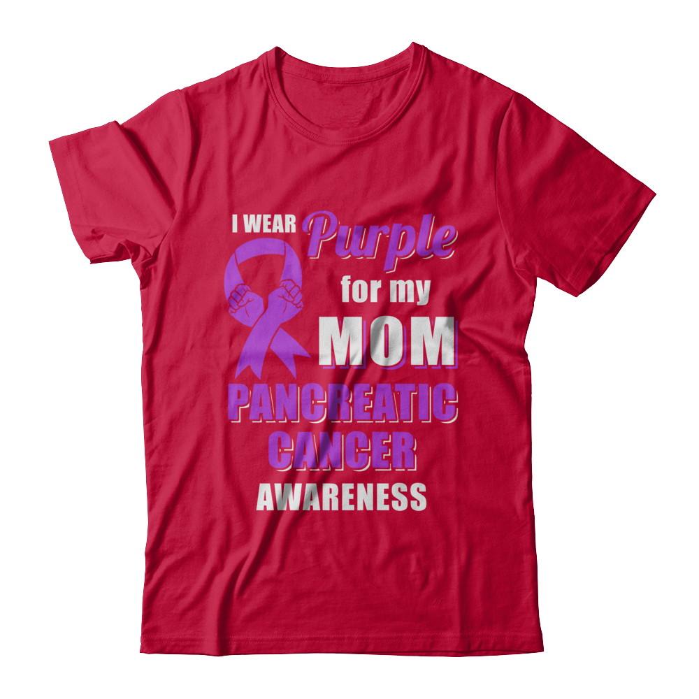 I Wear Purple For My Mom Pancreatic Cancer Son Daughter-T-Shirt & Hoodie-Classic T-Shirt-Red