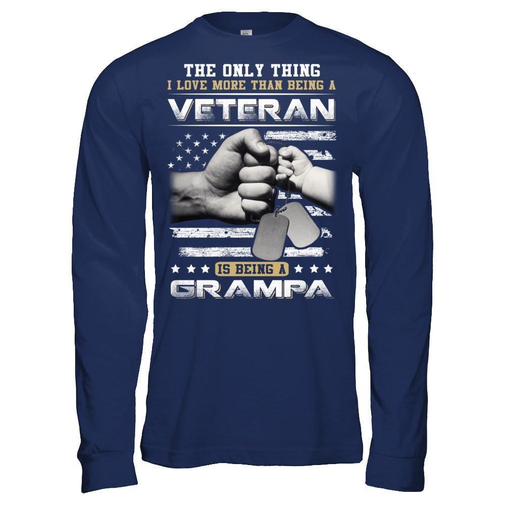I Love More Than Being A Veteran Is Being A Grampa-T-Shirt & Hoodie-Long Sleeve T-Shirt-Navy