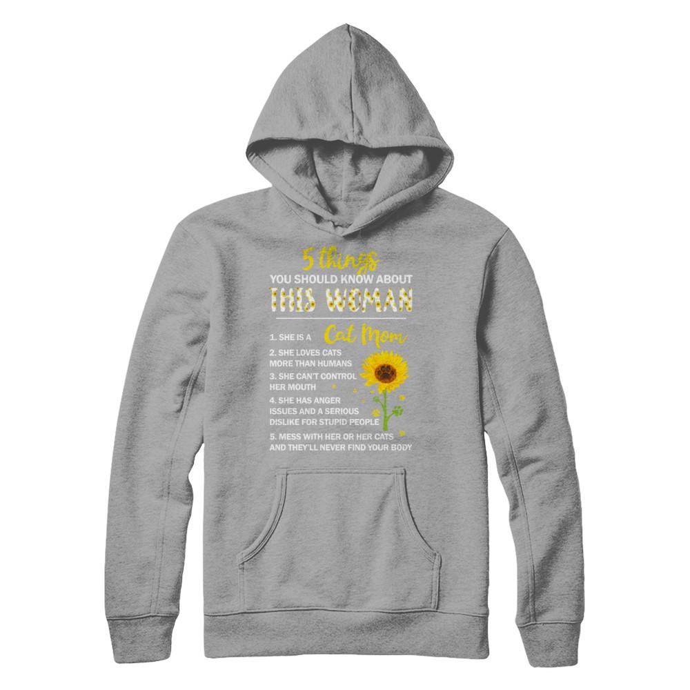 5 Things You Should Know About This Woman Cat Mom-T-Shirt & Hoodie-Pullover Hoodie-Light Steel