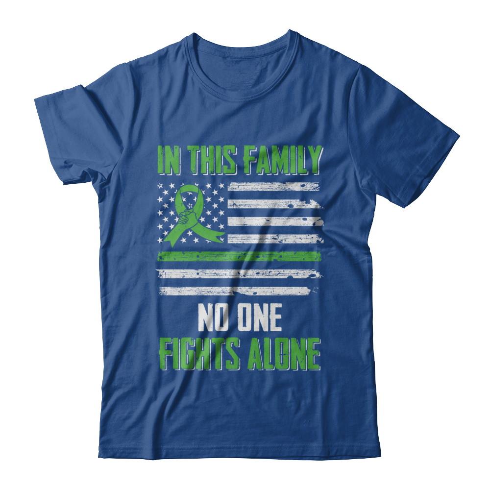 In This Family No One Fights Alone Liver Cancer Green-T-Shirt & Hoodie-Classic T-Shirt-Royal