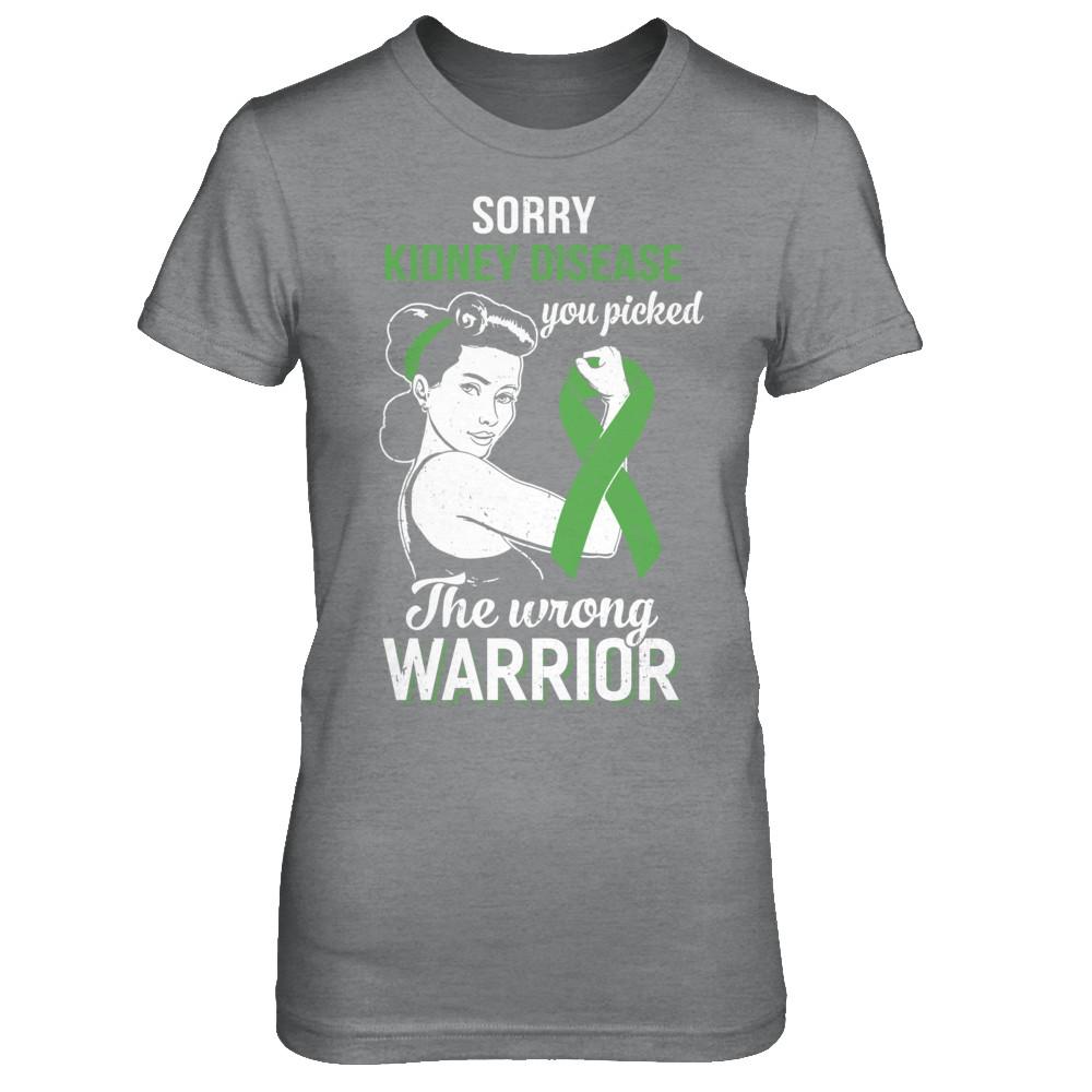 Sorry Kidney Disease You Picked The Wrong Warrior Kidney Disease-T-Shirt & Hoodie-Women's T-Shirt-Sport Grey