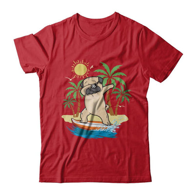 Summer Vacation Dabbing Pug Surfing Surfboard Gift-T-Shirt & Hoodie-Classic T-Shirt-Red