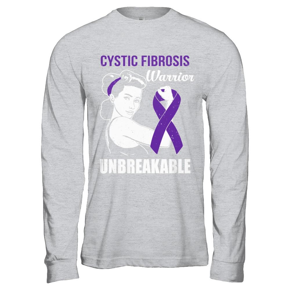 Cystic Fibrosis Warrior Unbreakable Cystic Fibrosis Awareness-T-Shirt & Hoodie-Long Sleeve T-Shirt-Sport Grey