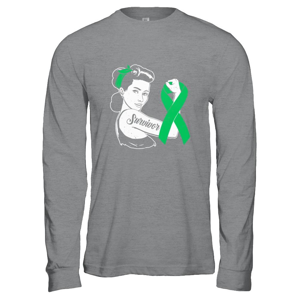 We Can Cure It Liver Cancer Green Awareness Survivor-T-Shirt & Hoodie-Long Sleeve T-Shirt-Sport Grey