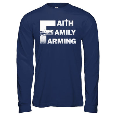 Faith Family Farming Farmer-T-Shirt & Hoodie-Long Sleeve T-Shirt-Navy